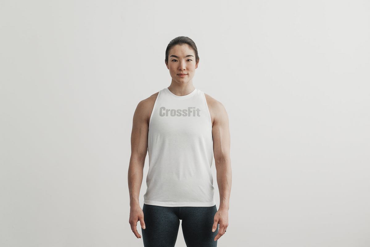 Nobull Crossfit® High-Neck Women\'s Tank Tops White | Australia (DI4065)